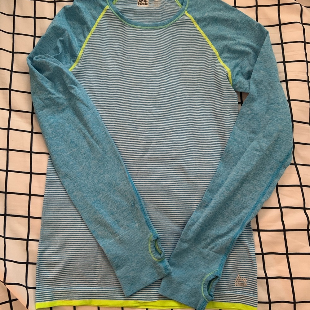 Blue & white activewear top